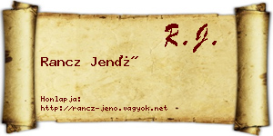 Rancz Jenő névjegykártya